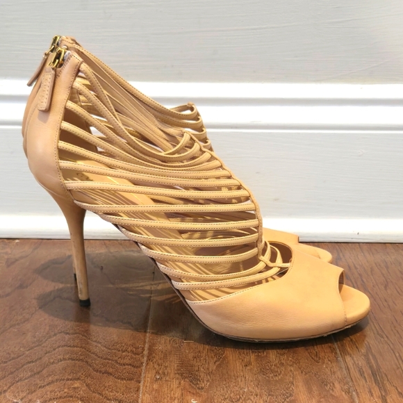 Gucci Nude Leather Sandals/Heels 40.5 US 10.5 - Picture 1 of 8
